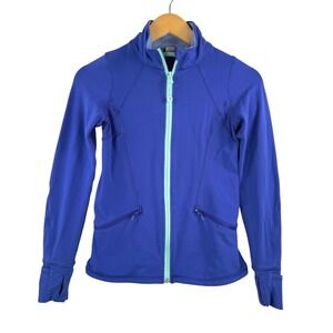 Lululemon‎ Iviva Girls Blue Zip Up Track Jacket Thumbholes athleisure Size 12